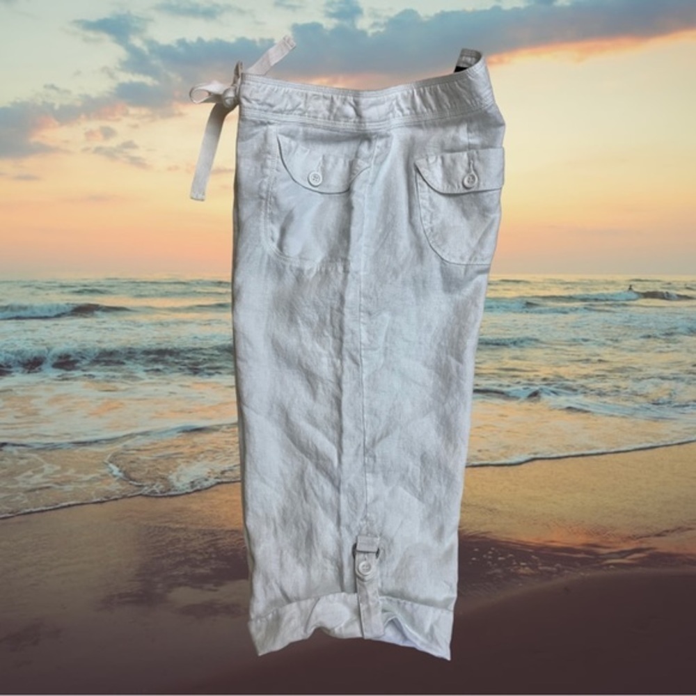 INC International Concepts White Linen Capris Size 12 - Picture 4 of 6